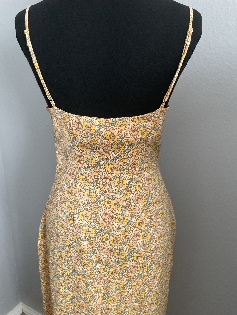 Urban Outfitters Yellow Floral Spaghetti-Strap Midi Dress- Small - Picture 5 of 5